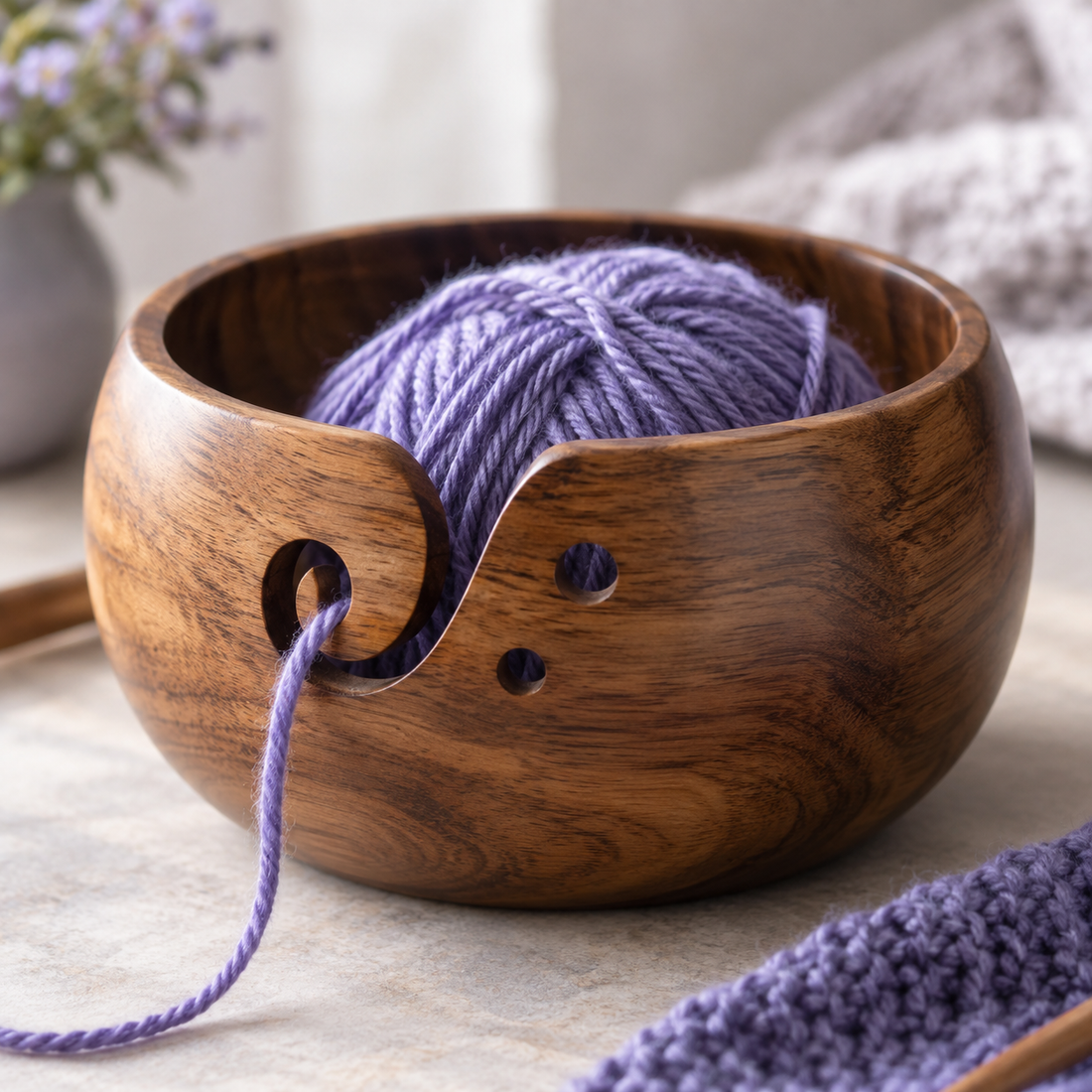 Wooden Yarn Bowl — detail