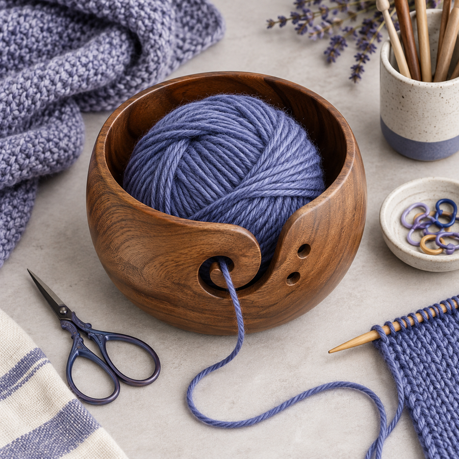 Wooden Yarn Bowl — overview