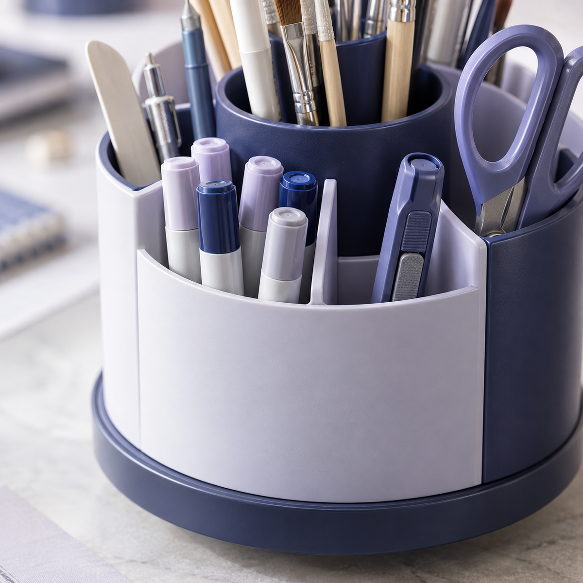 Rotating Studio Tool Caddy — detail