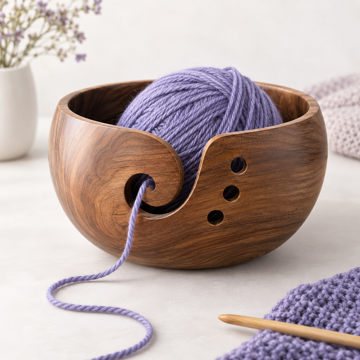 Wooden Yarn Bowl — hero