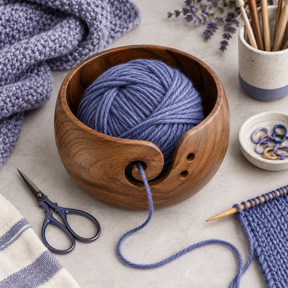 Wooden Yarn Bowl — overview